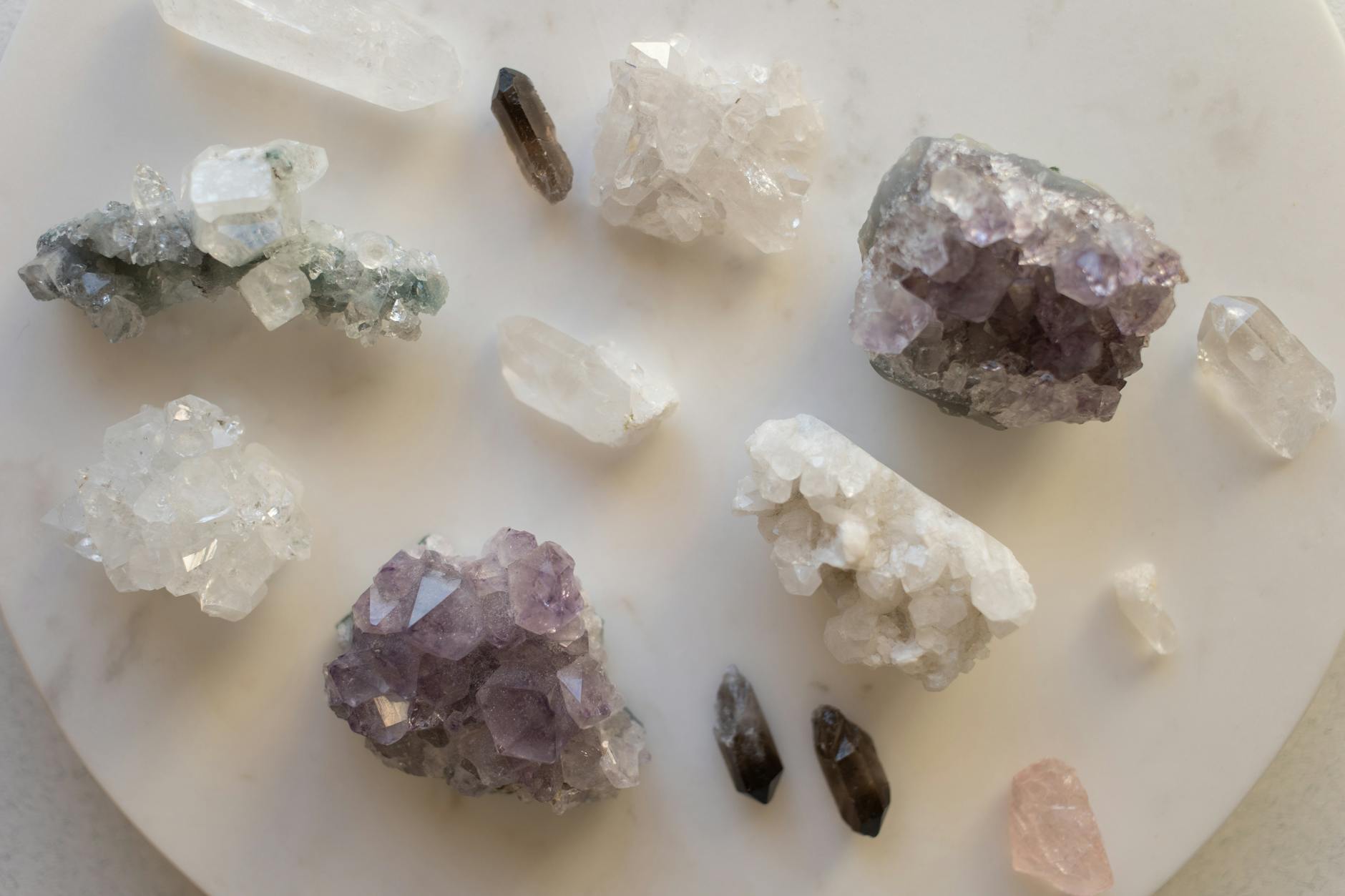 collection of chunks of amethyst crystal